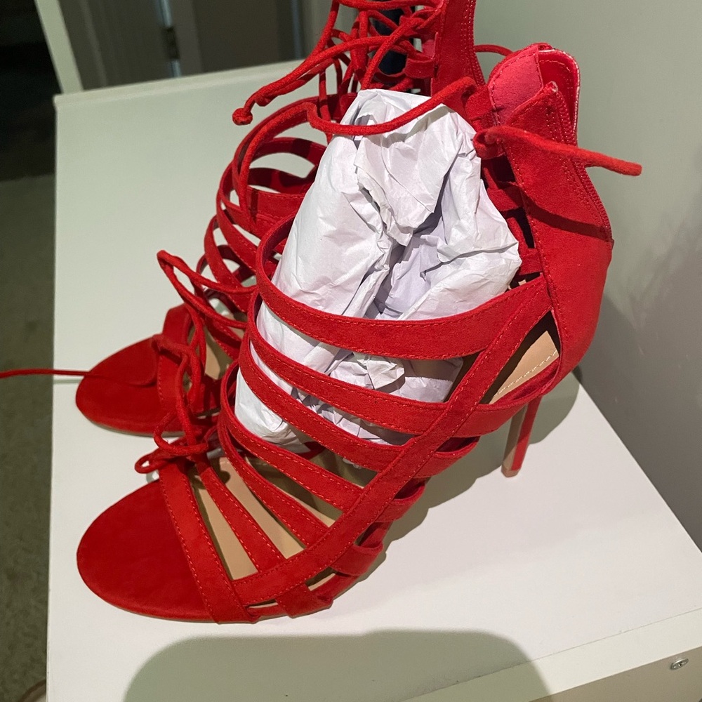 Elegant Red Strappy Heels